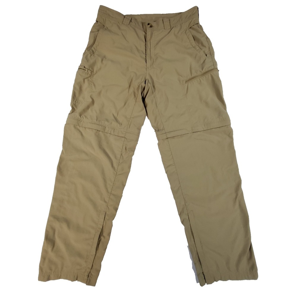 Exofficio Cargo Pants Mens Large Tan Convertible Nylon Hiking Lightweight Insect